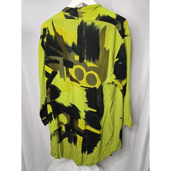 Lotus Traders Draped Open-front cardigan Green Abstract Print- Medium Bohemian - Picture 5 of 5